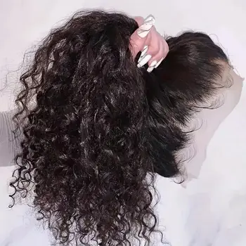 Кудрявые парики на кружеве из человеческих волос, Прозрачный кудрявый парик на кружеве 13x4 13x6 4x4 360 Парик на кружеве для чернокожих женщин