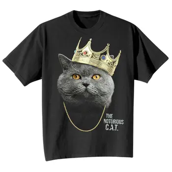 Футболка The Notorious C.A.T Rapper Cat из 100% хлопка с круглым вырезом, Летняя повседневная мужская футболка с коротким рукавом, Размер S-3XL