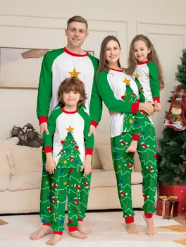 Милые Рождественские комплекты пижам для папы, мамы и детей, одинаковые комплекты для семьи, Рождественская пижамная одежда для мамы и меня, топы + брюки
