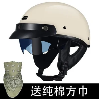 Для взрослых Мотоциклетный шлем в подарок, мотоциклетный шлем для мужчин и женщин, винтажный японский стиль, Чоппер, Байкер, одобренный DOT