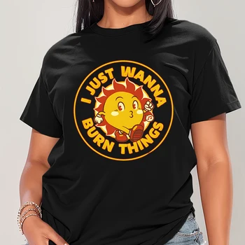 I Just Wanna Burn Things, футболка с солнечным принтом, Женская футболка с рисунком из мультфильма Харадзюку, графическая уличная футболка, женские футболки в корейском стиле